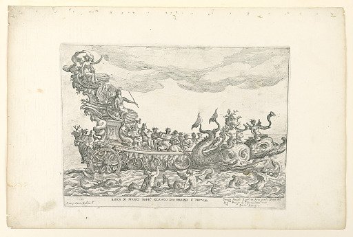 Barca di musici rapra Clauco dio marino e Tritone, from Vessels of the Wedding Celebration of Cosimo de' Medici in 1608, plate 18