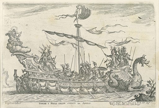 Idmone e Mopso argon guidati da Apollo, from Vessels of the Argonauts for the wedding celebration of Cosimo de' Medici in 1608, plate 15