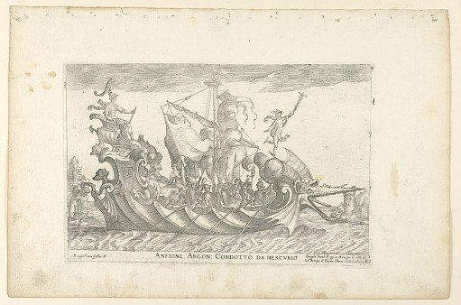 Anfione argon. condotto da Mercurio, from Vessels of the Argonauts for the wedding celebration of Cosimo de' Medici in 1608, plate 14