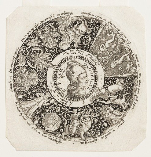 Design for an Engraved Tazza with the Head of a Jester and a Satyr, representing Pride and Folly