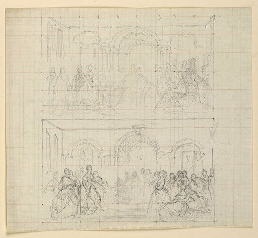Two Figure Compositions for the Painting "The Republican Court" (Lady Washington's Reception Day)