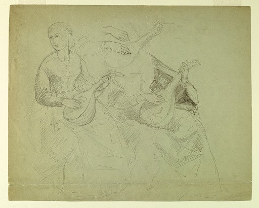 Sketches of a Woman with a Lute, Study for "Titian Showing the Entombment to Charles V and Clement VII"