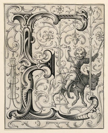 Panel with the Letter "E" from the "Newes ABC Büechlein"