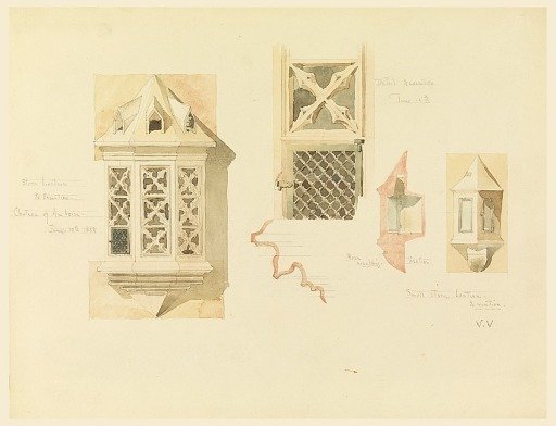 Rendering of Two Stone Lanterns, from the Castle in Amboise, France