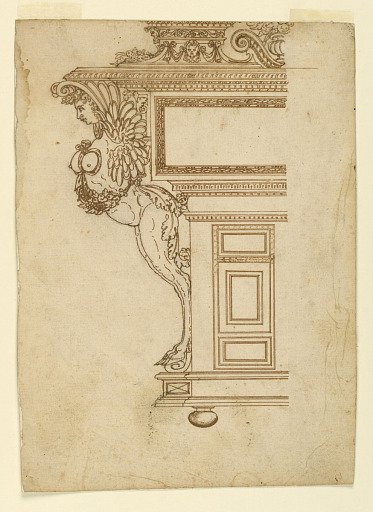 Elevation of the Side of an Ornate Cabinet