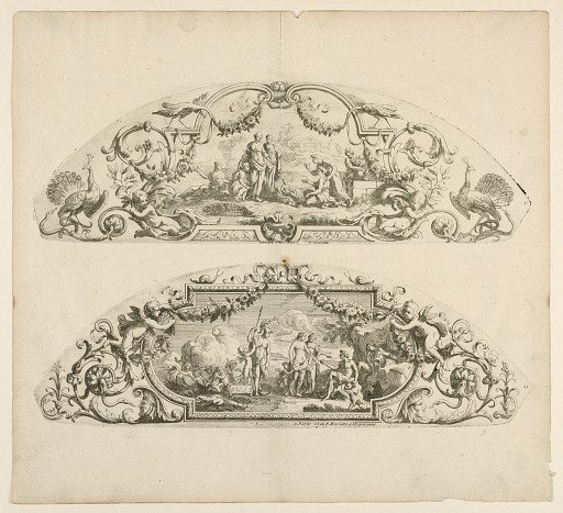 Fan leaves, Tenth and eleventh plates of the set, "Divers Desseins de grands Eventails, Encrans, et autres Ornamens, inventés et gravés par Nicolas Loire"