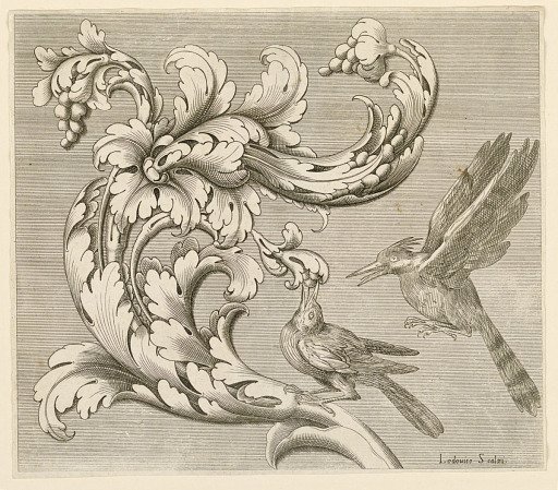 Acanthus motif with two birds