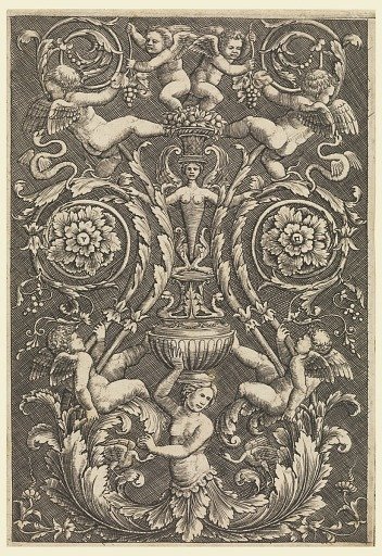 Grotesque with Putti and Grape Vines