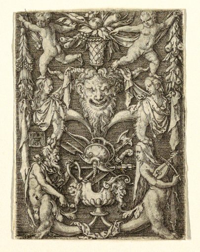 Ornament with Mask and Grotesque Figures