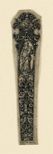 Design for a Knife Handle Showing Charity