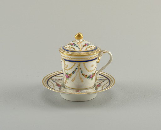 Covered Broth Cup and Socketed Saucer
