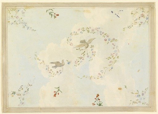 Ceiling Design with Doves and Flower Garlands, possibly for the Entrance Hall