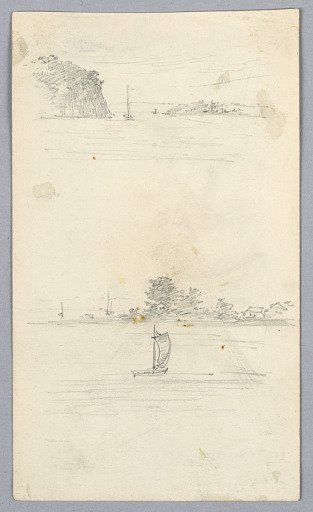 Two Sketches of Sailboats Sailing