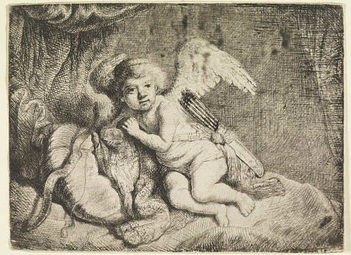 Cupid Resting, after a painting formerly attributed to Rembrandt