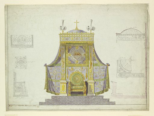 Archbishop's Throne and Canopy; Six Separate Studies for a Throne, Prie-Dieu, and Canopy