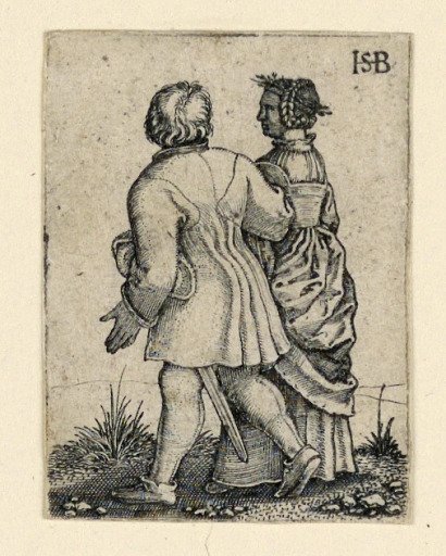 The Wedding Procession: Couple walking left, facing away