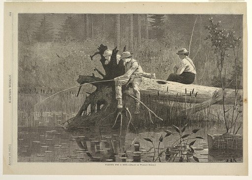 Waiting for a Bite, from Harper's Weekly, August 22, 1874, p. 693