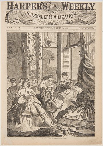 The War - Making Havelocks for the Volunteers, from Harper's Weekly, June 29, 1861, p. 401.