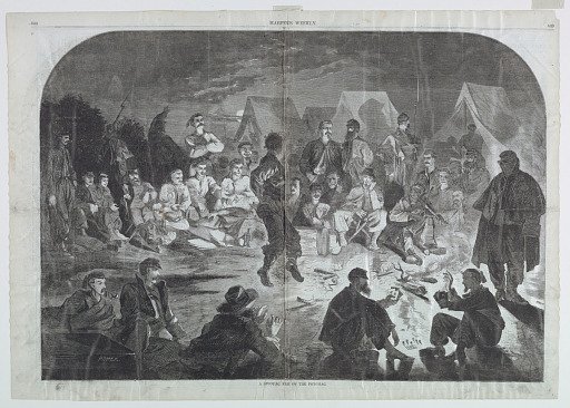 A Bivouac Fire on the Potomac River, from Harper's Weekly, December 21, 1861, pp. 744-745.