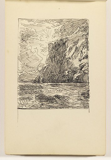 Ocean with Rock and Tall Cliff