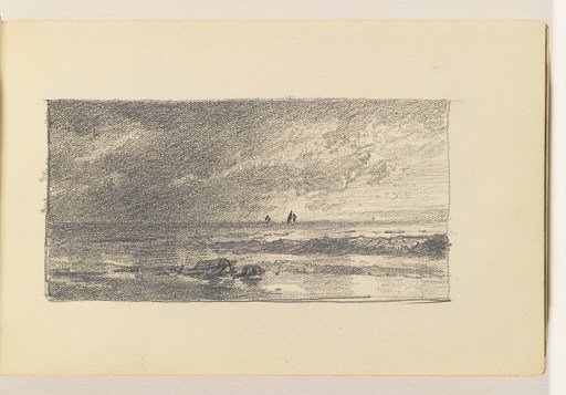 Dark Sea and Sky with Distant Boats