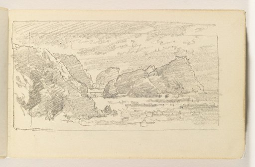 Ocean Study with Cliffs and Large Rocks
