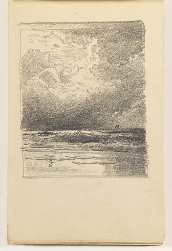 Seascape with Small Waves and Dramatic Sky