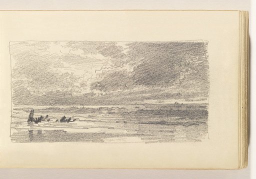 Shoreline with Calm Sea, Possible Debris