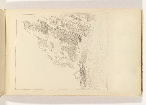 Unfinished Sketch of Tall Cliffs and Rough Ocean