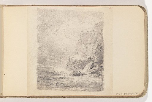 Ocean Breaking against Tall Rocky Cliffside