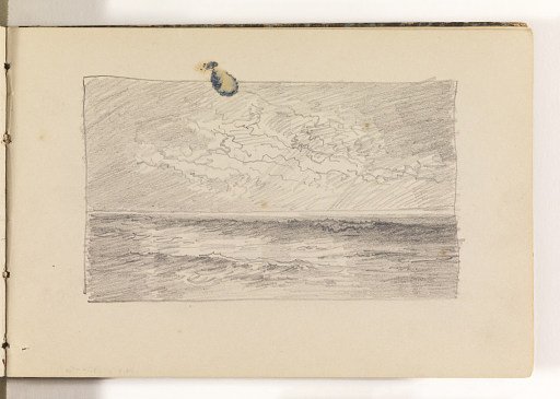 Sketch of Calm Ocean with Contoured Clouds
