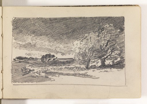 Countryside with Stream and Trees