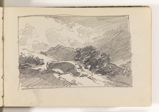 Hillside with Large Rocks and Trees
