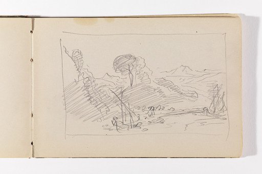 Unfinished Landscape Sketch (Recto); Quick Sketch of Trees in Wind (Verso)