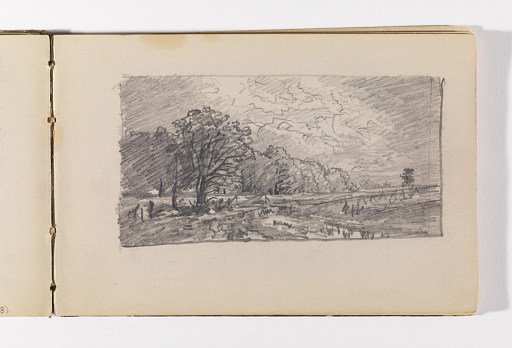 Quick Landscape with Trees, Water and Haystacks