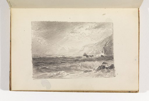 Dramatic Study of Ocean, Cliff, and Light-filled Sky