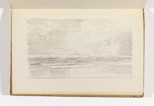 Sketch of Ocean and Beach with Rocky Cliffs at Right
