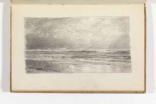 Seascape with Beach and Sun Breaking through Clouds