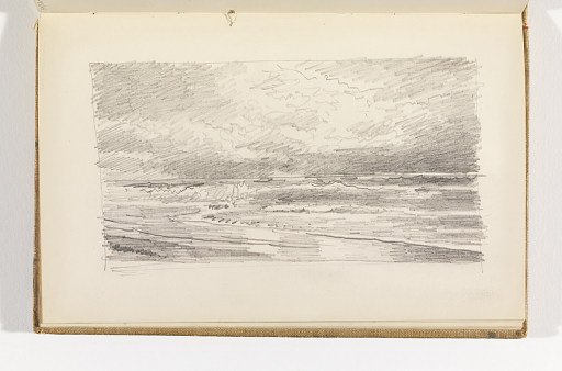 Beach with Ocean and Cloud-Filled Sky