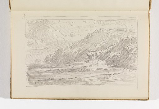 Cornish Sea Coast and Protruding Cliffs (Recto); Study of Rippling Water (Verso)