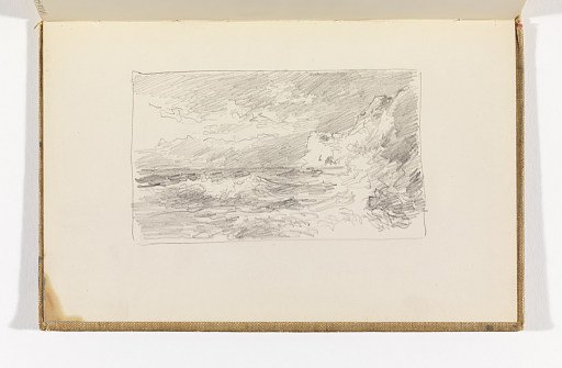 Waves Breaking on Beach with Cliffs at Right