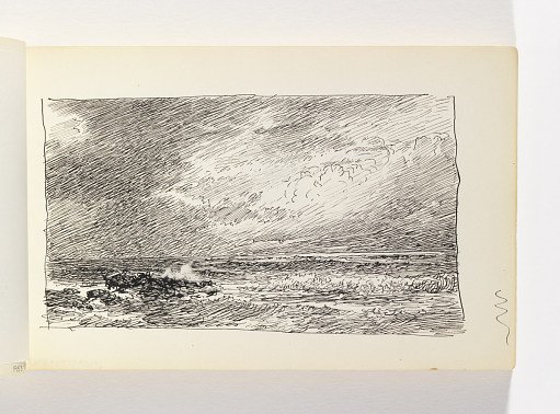 Ocean View with Light Breaking through Dark Sky
