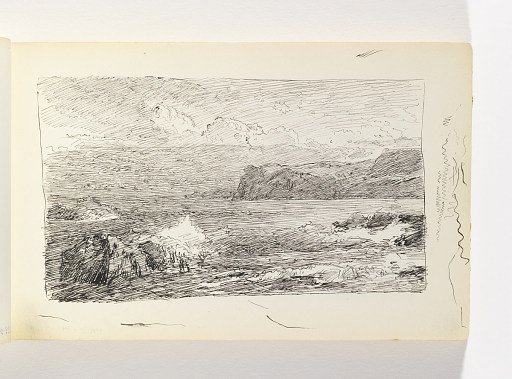 Ocean with Prominent Rocks and Distant Cliffs