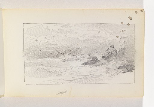 Rough Sketch of Waves, Rocks, and Cliffs