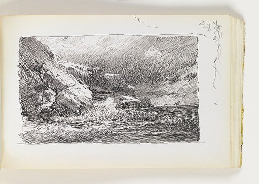 Sketch of Waves on Diagonal Cliffs