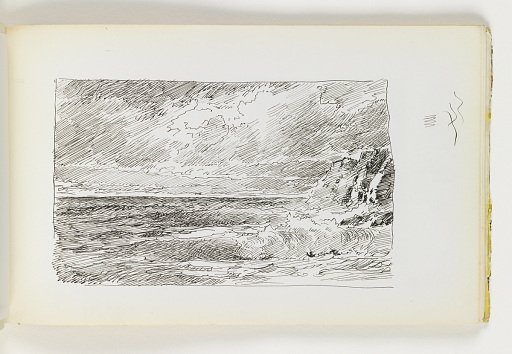 Waves Crashing in front of Distant Cliffs