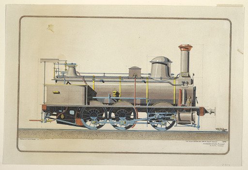 Elevation View of a Locomotive, First Prize Drawing