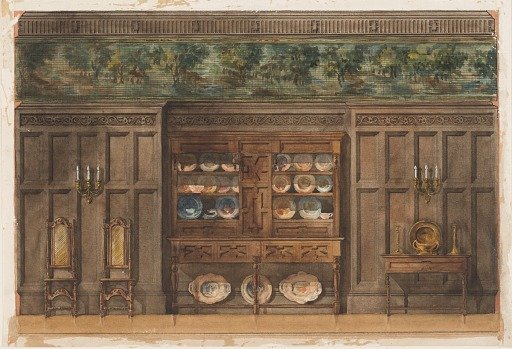 Side elevation of a dining room
