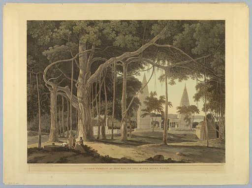 Hindoo Temple at Agouree, On the River Soane, Bahar, from "Oriental Scenery: Twenty Four Views in Hindoostan"