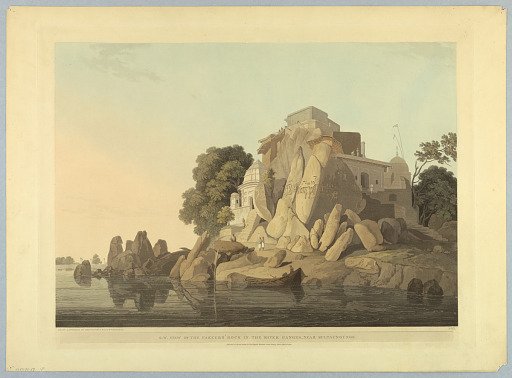 S.W. View of the Fakeer's Rock In the River Ganges, Near Sultaungunge, from "Oriental Scenery: Twenty Four Views in Hindoostan"